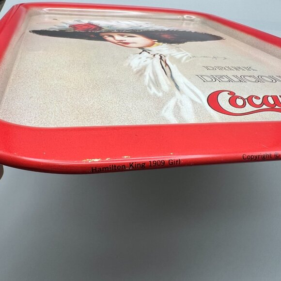 Vintage 1971 Coca Cola Serving Tray Hamilton King 1909 Girl Big Hat Metal Coke 1 - Picture 7 of 9